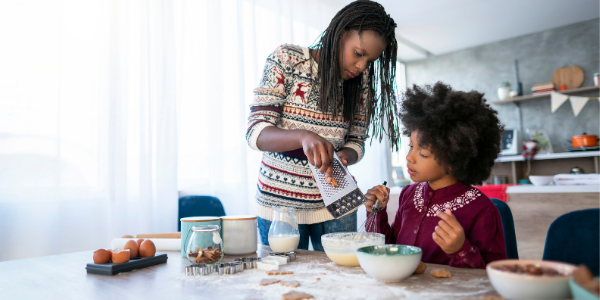 Family cooking together