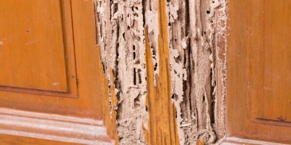 Termite damage to wooden door